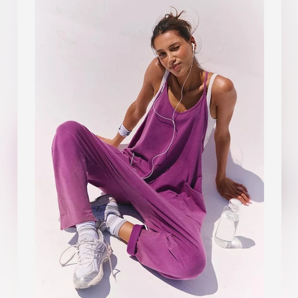 Free People Purple Scoop-Neck Jumpsuit
